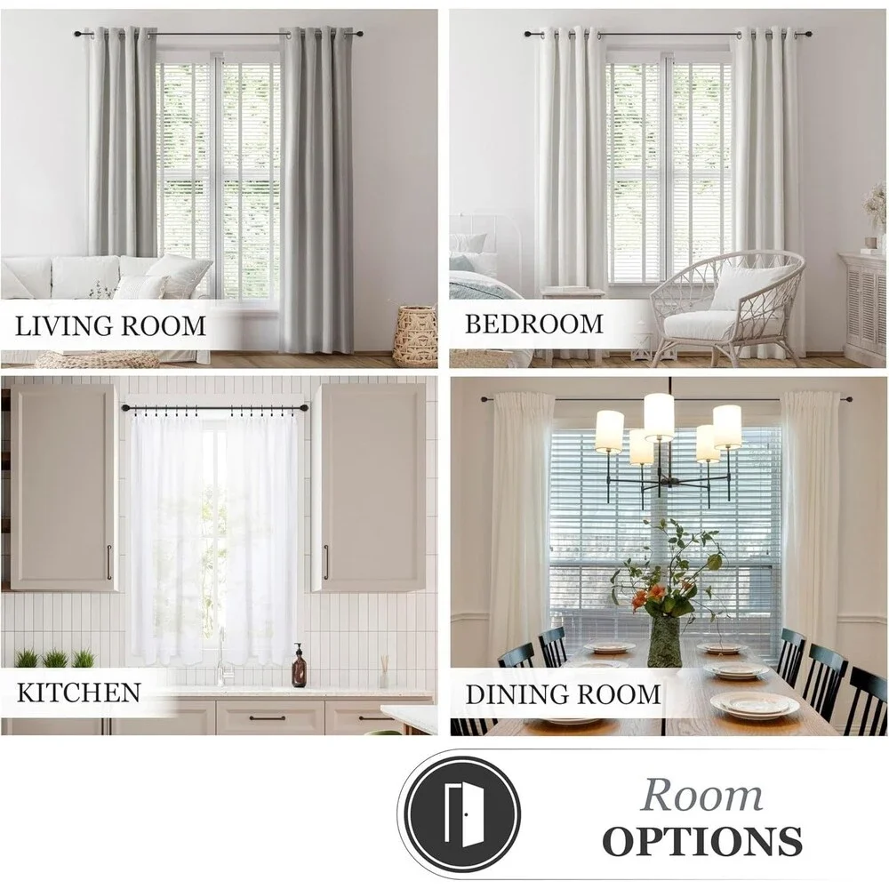 4-Pack Kenney Beckett Soft Square End Standard Decorative Window Curtain Rod,